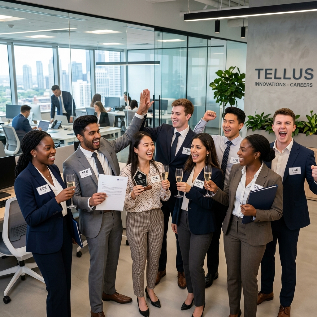 Engineering graduates celebrating placement